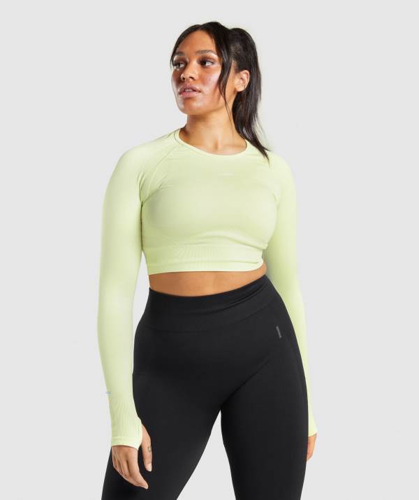 Damske Crop Top Gymshark Flex Sports Long Sleeve Svetlo Zelene | XW5068439